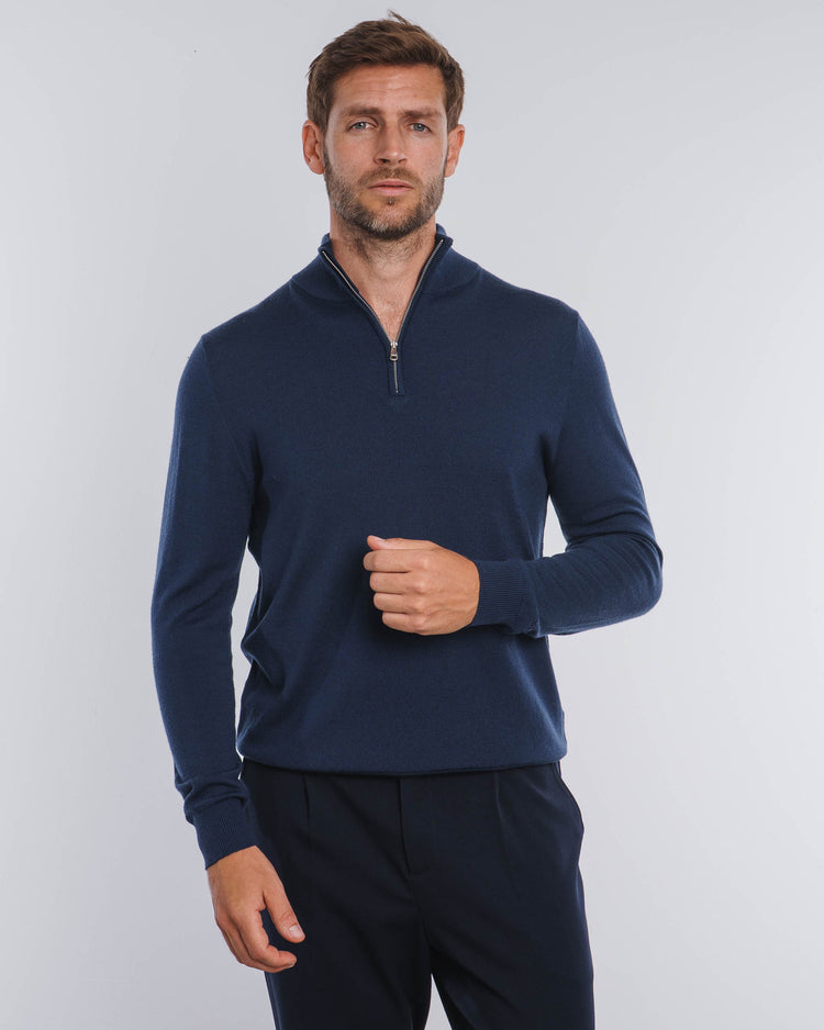 Merino Half-Zip (Dark Blue)