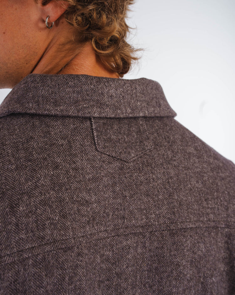 Field Wool Overshirt (Brown Herringbone)