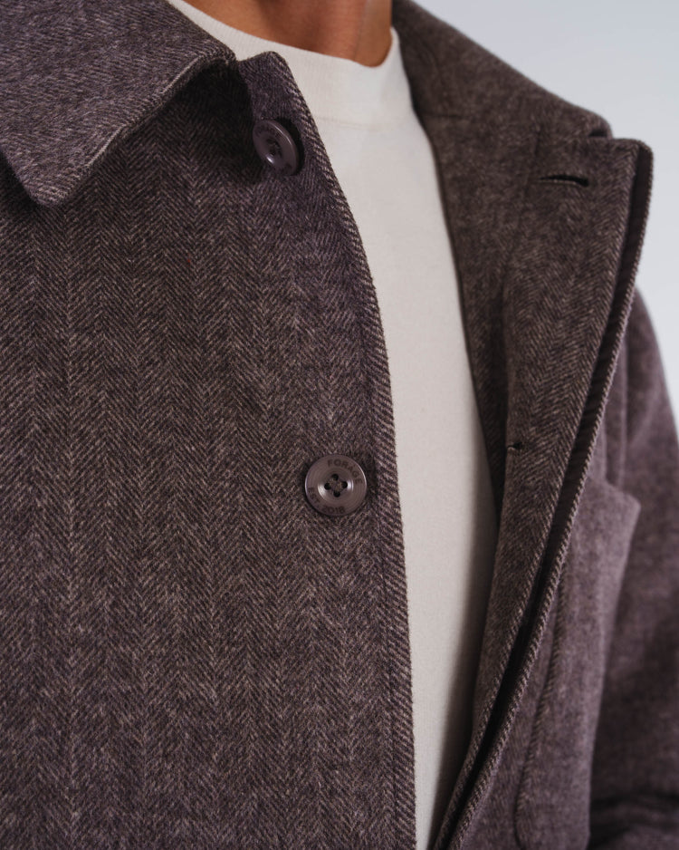 Field Wool Overshirt (Brown Herringbone)