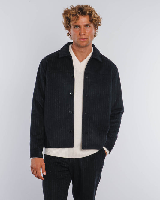 Pinstripe Flanell Overshirt (Black)