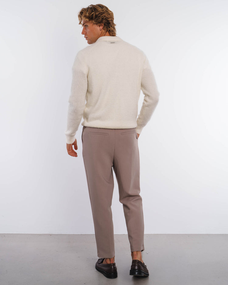 Mohair Knit Polo (Greige)