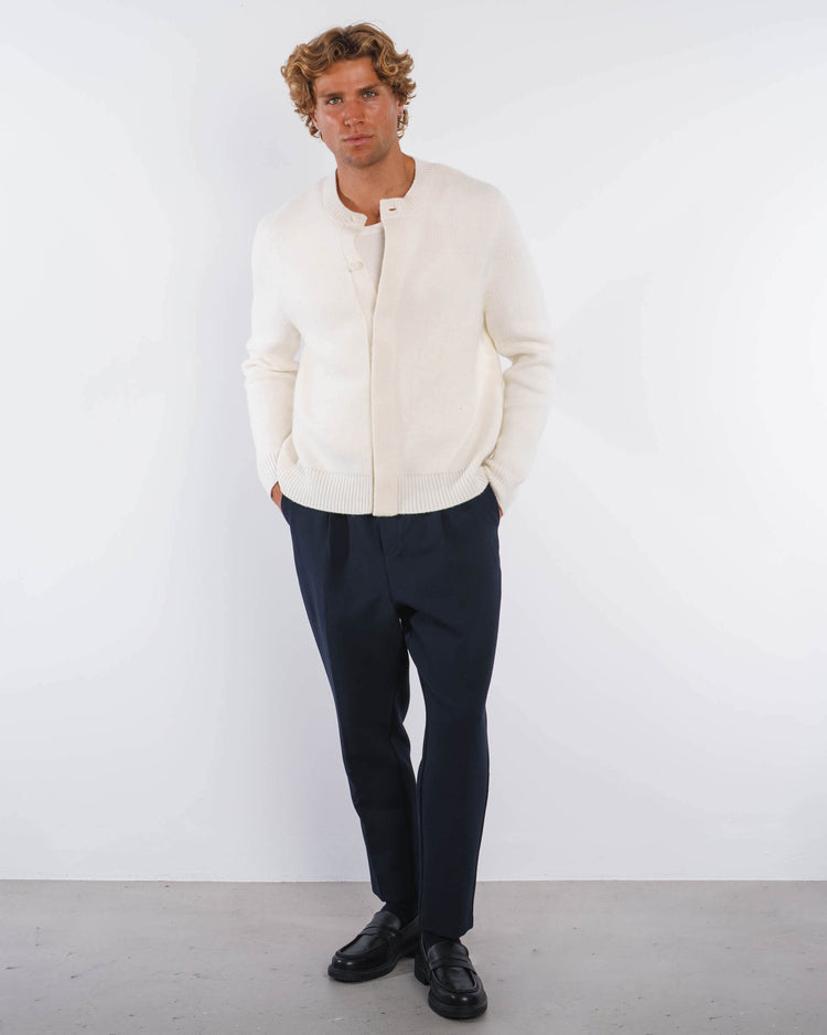 Wool Button Down Knit Cardigan (Off-White)