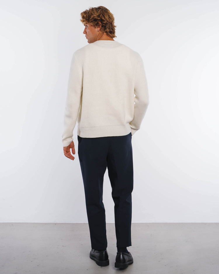 Wool Button Down Knit Cardigan (Off-White)