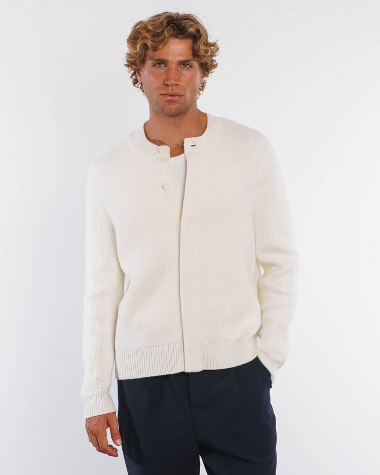 Wool Button Down Knit Cardigan (Off-White)