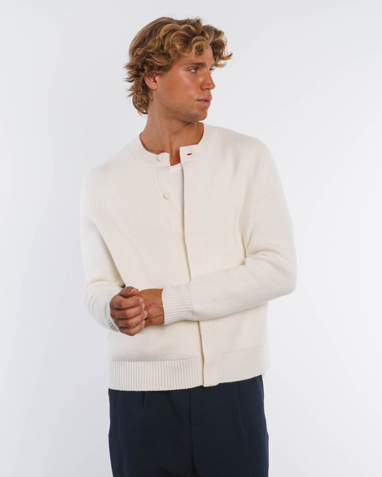 Wool Button Down Knit Cardigan (Off-White)