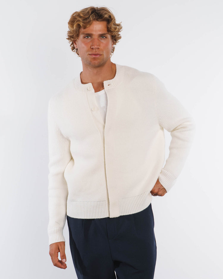 Wool Button Down Knit Cardigan (Off-White)