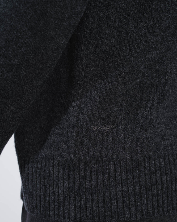 Wool Button Down Knit Cardigan (Dark Grey)