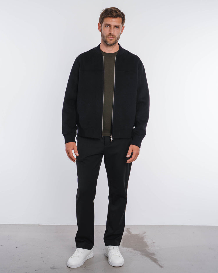 Doubleface Wool Bomber Jacket (Black)