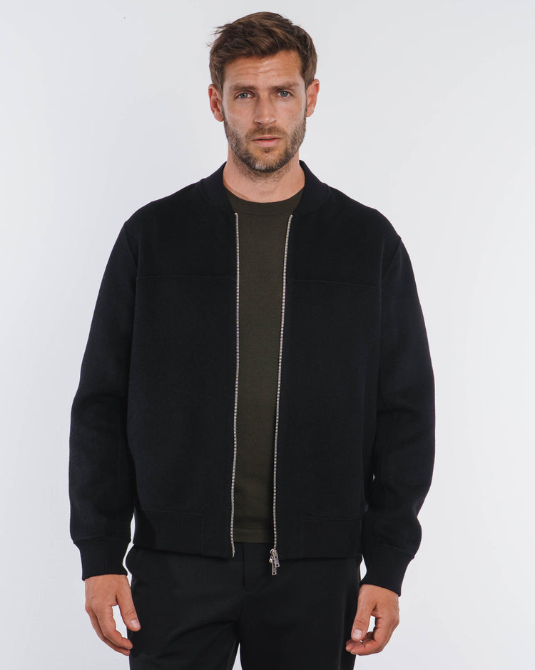 Doubleface Wool Bomber Jacket (Black)