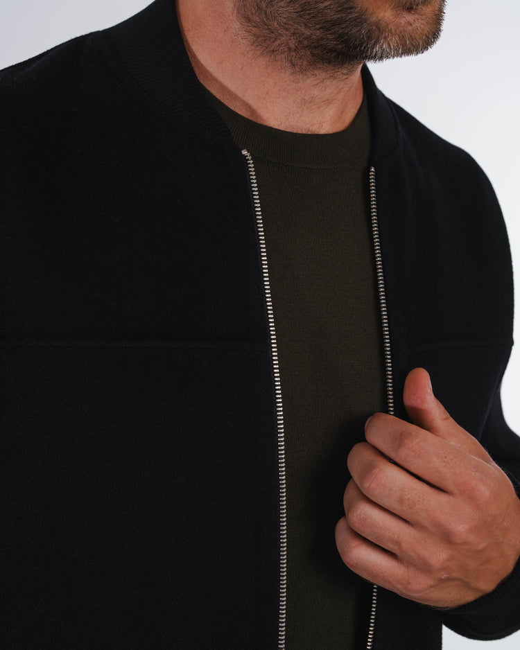 Doubleface Wool Bomber Jacket (Black)