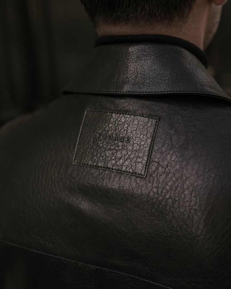 Leather Harrington Jacket (Black)