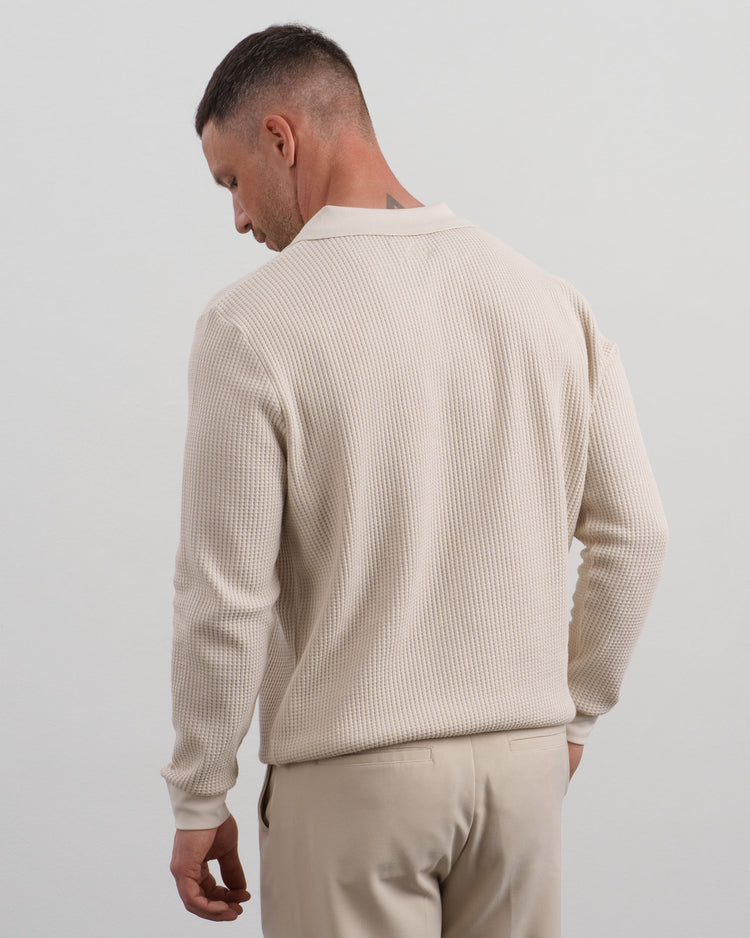 Waffle Longsleeve Polo (sand)