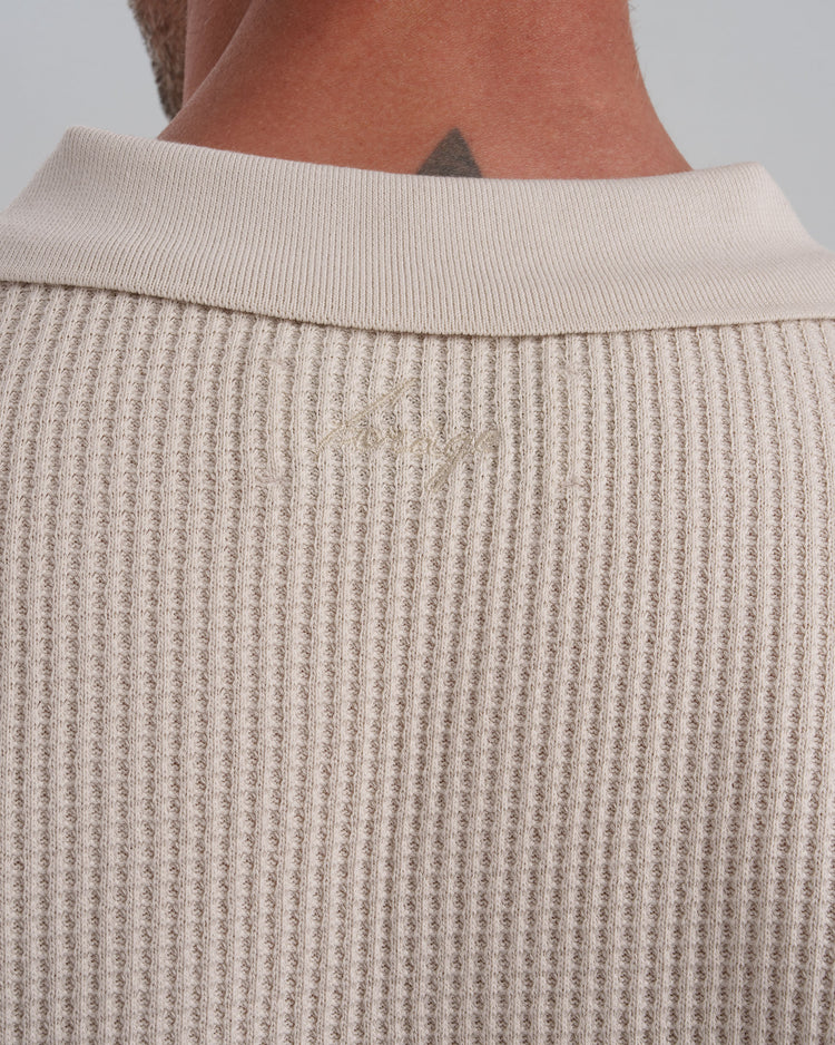 Waffle Longsleeve Polo (sand)