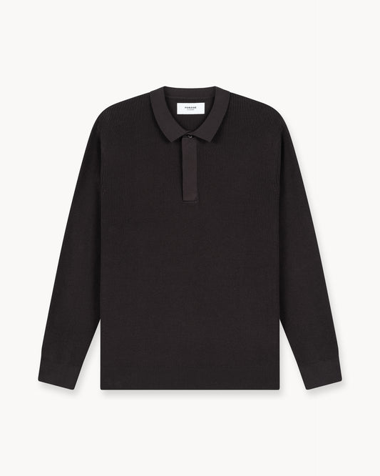Concealed Placket Knit Polo (Dark Brown)
