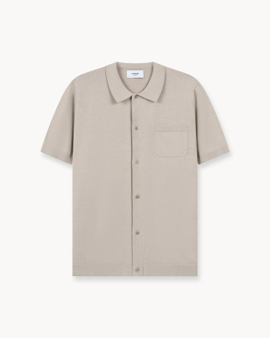 Flat Knit Short Sleeve Shirt (taupe)