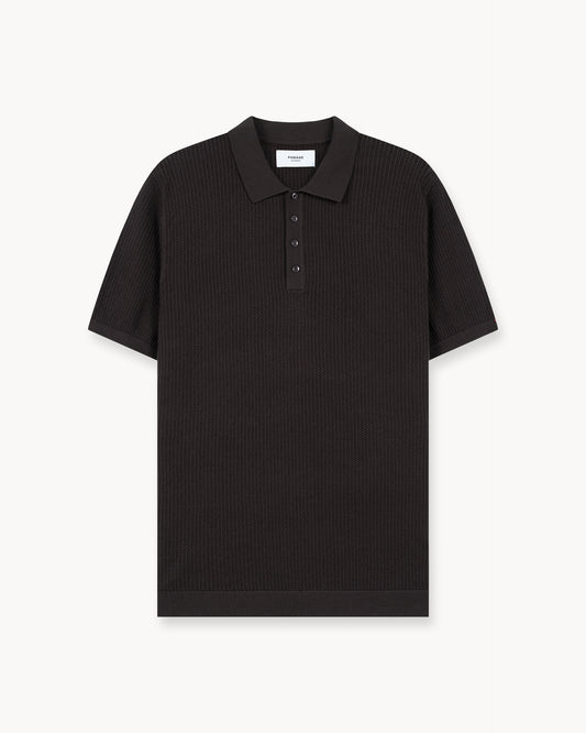 Mesh Knit Polo Shirt (Brown)