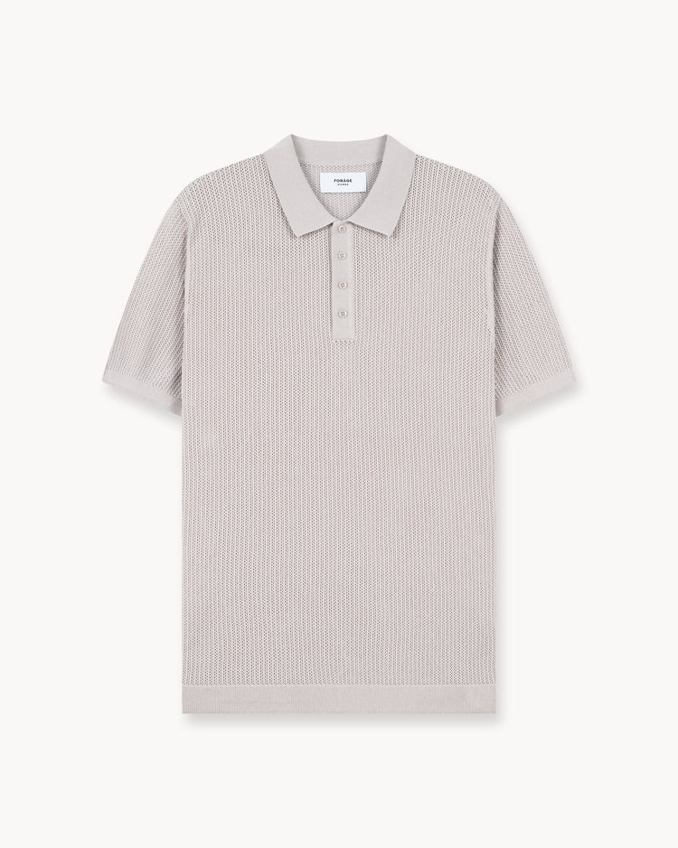 Mesh Knit Polo Shirt (Greige)