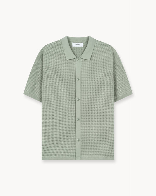 Mesh Knit Short Sleeve Shirt (Light Green)
