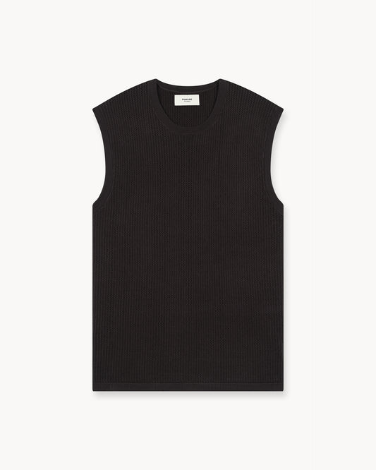 Mesh Knit Sleeveless Shirt (Brown)