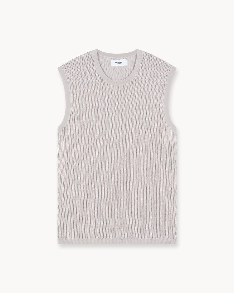 Mesh Knit Sleeveless Shirt (Greige)