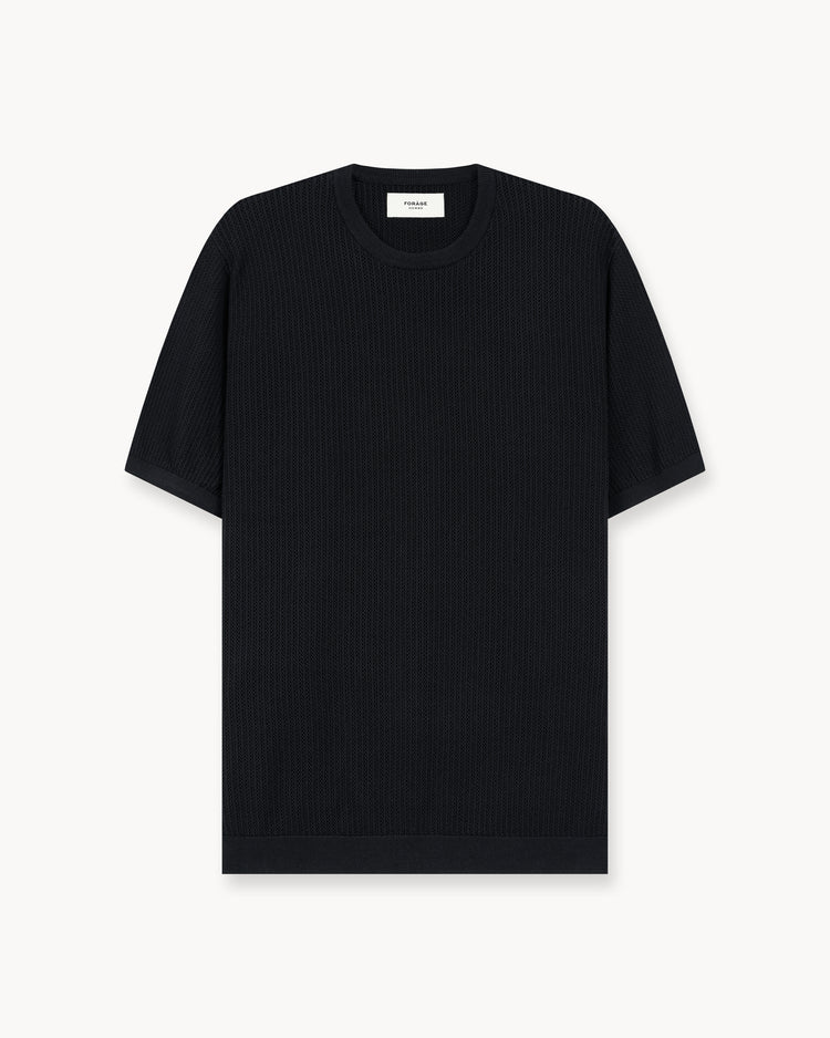 Mesh Knit T-Shirt (Black)