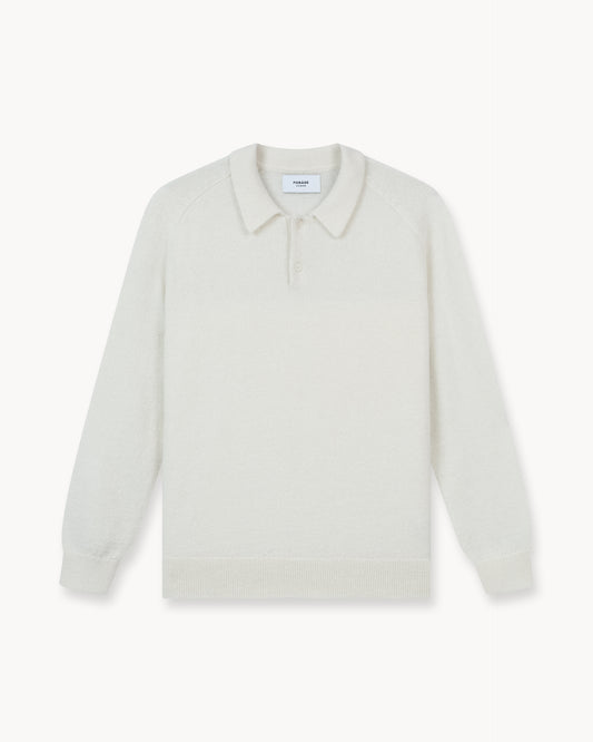 Mohair Knit Polo (Greige)