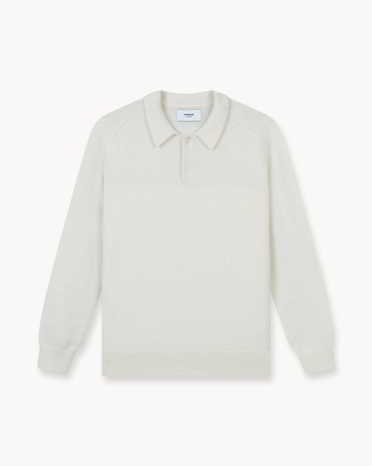 Mohair Knit Polo (Greige)