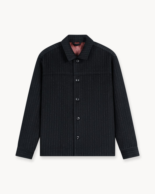 Pinstripe Flanell Overshirt (Black)
