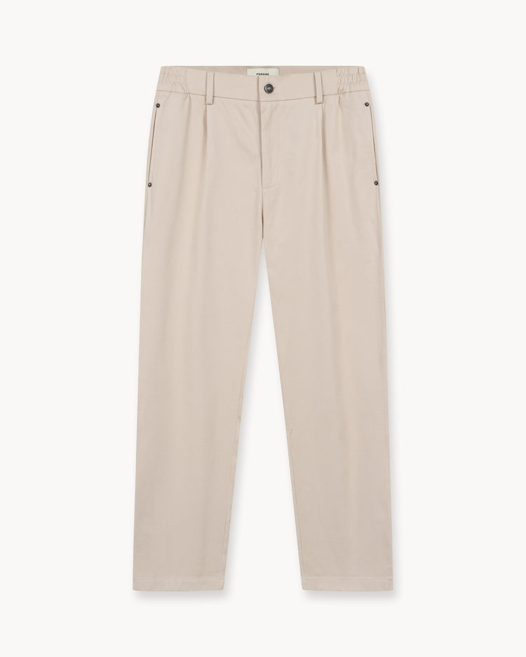 Pleated Denim Pants (Oatmeal)