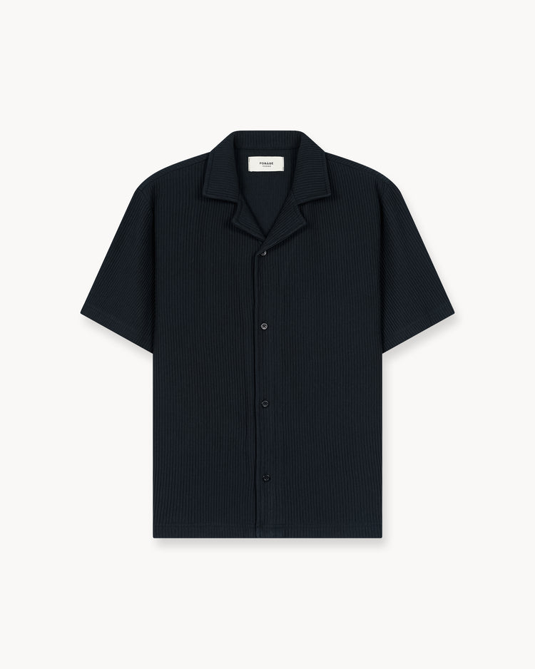 Plissee Short Sleeve Shirt (Black)