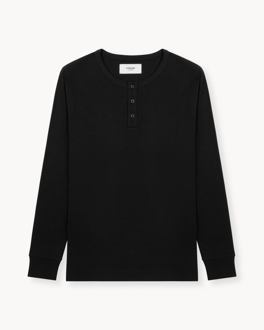 Ribbed Henley Shirt (black)