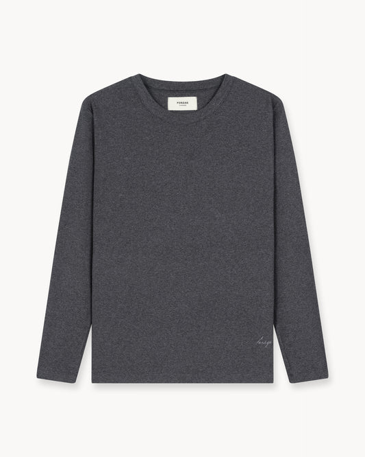 Fine Rib Long Sleeve (Dark Grey Melange)