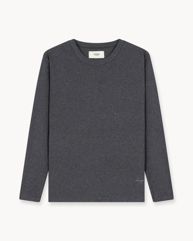Fine Rib Long Sleeve (Dark Grey Melange)