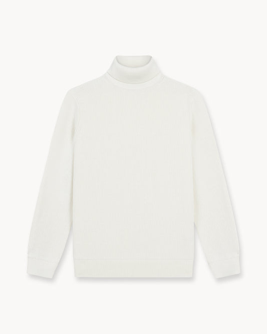 Rib Knit Turtleneck (Off-White)