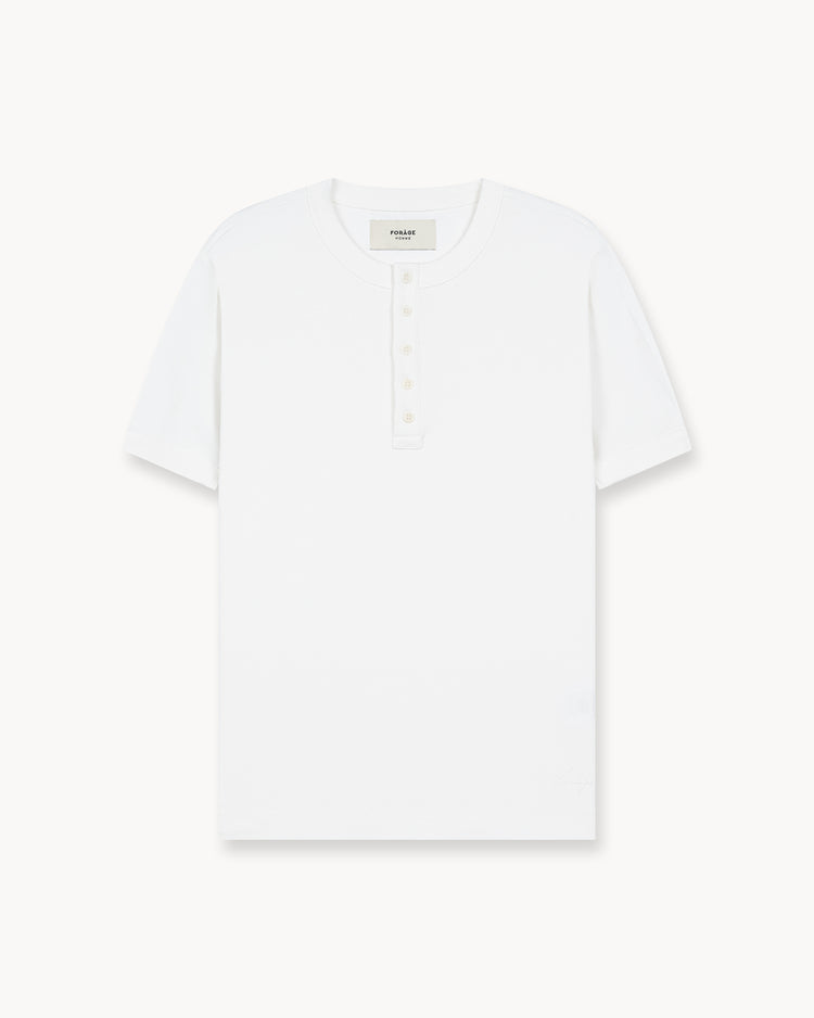 Fine Rib Henley T-Shirt (Off-White)