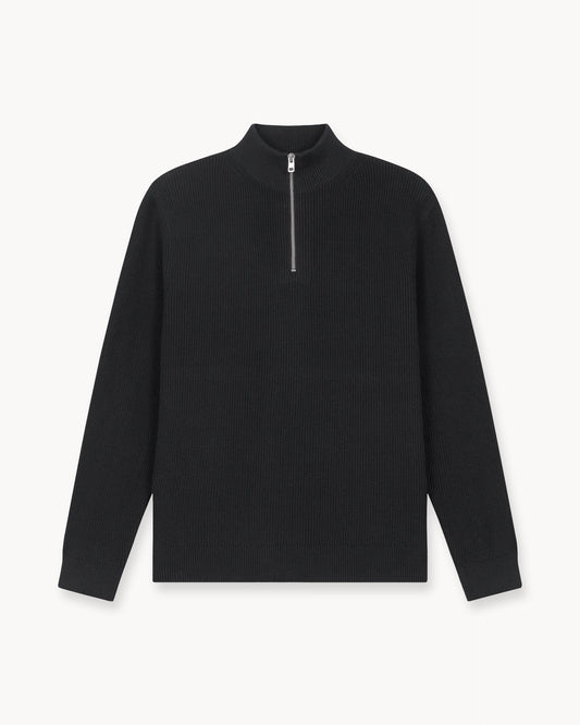 Rib Knit Troyer (Black)
