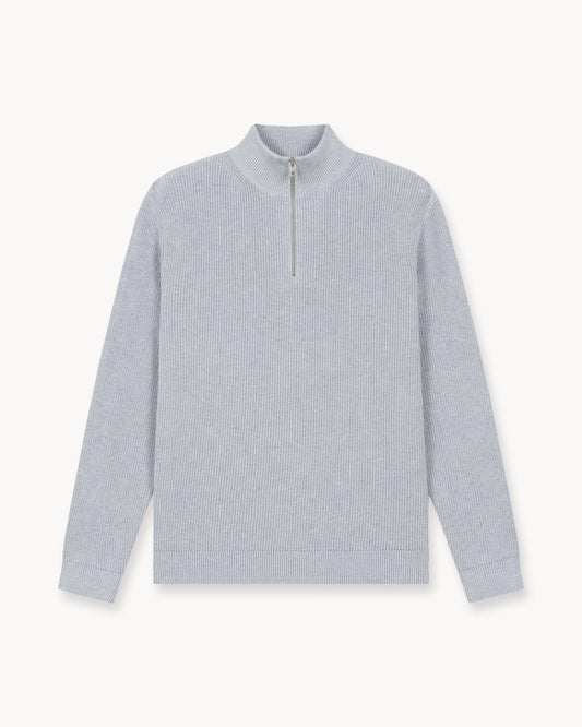 Rib Knit Troyer (Mid Grey)