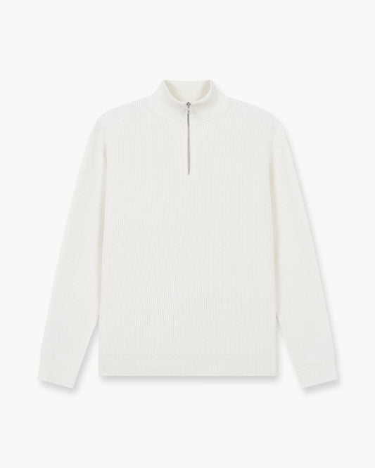Rib Knit Troyer (Off-White)