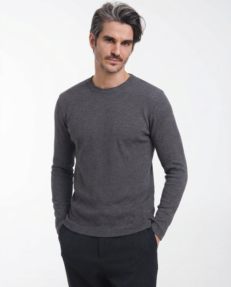 Fine Rib Long Sleeve (Dark Grey Melange)