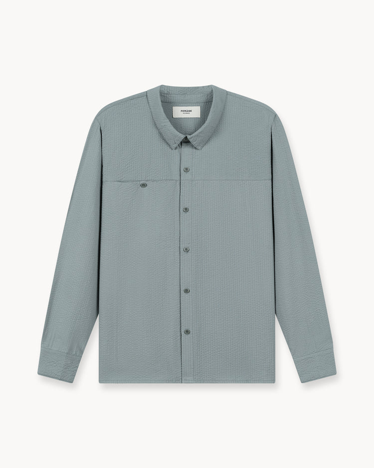 Seersucker Classic Shirt (Mint Blue)