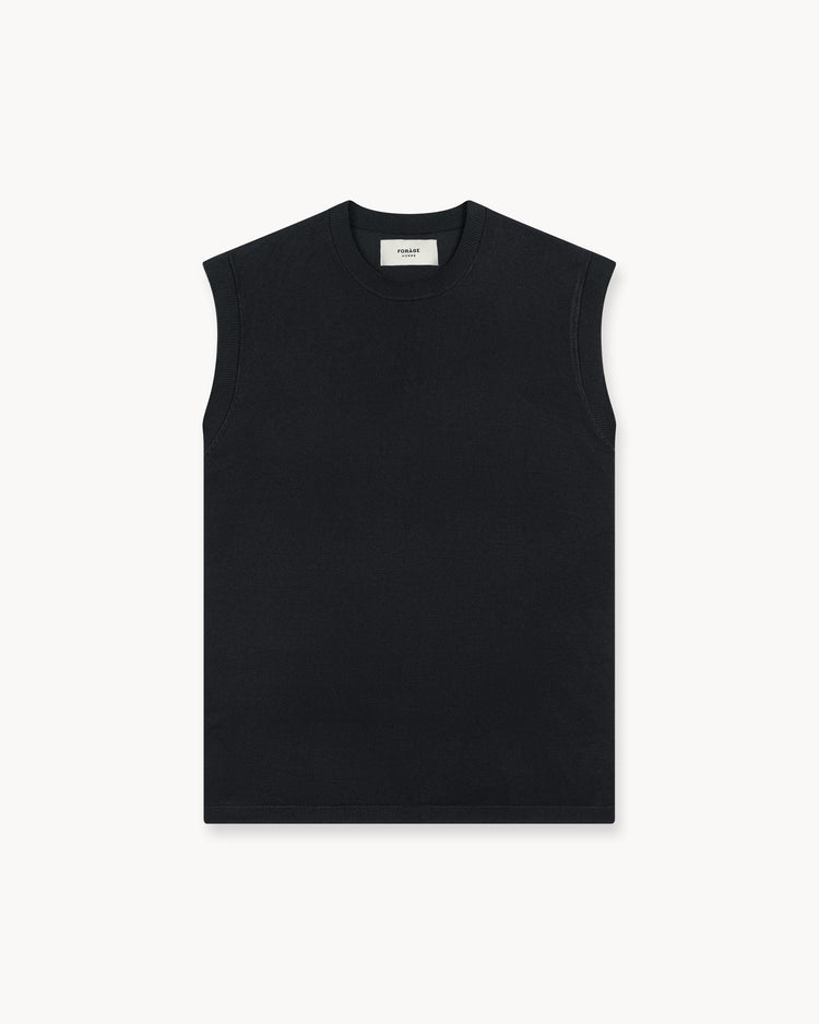Sleeveless Knit Shirt (Black)