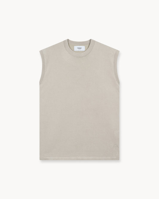 Sleeveless Knit Shirt (Taupe)