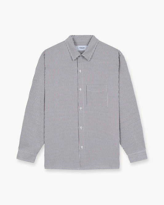 Striped Long-Sleeve Shirt (Brown/White)