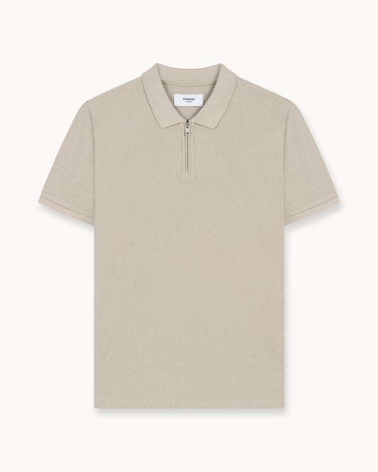 Waffle Zip Polo (Taupe)