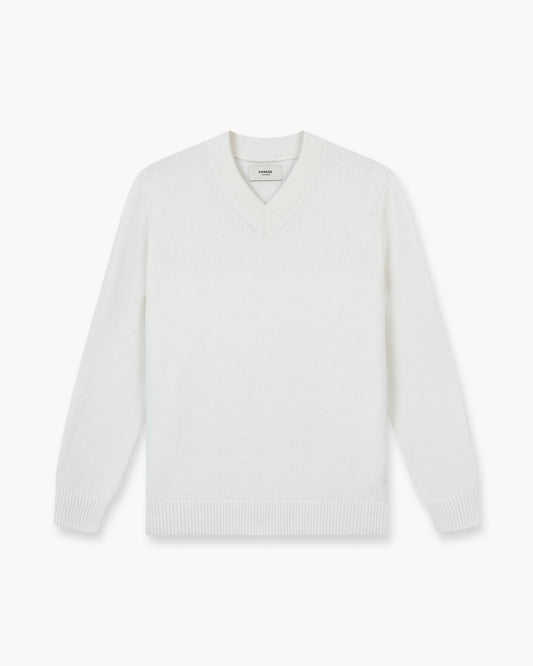 Wool Knit V-Neck (Off-white)