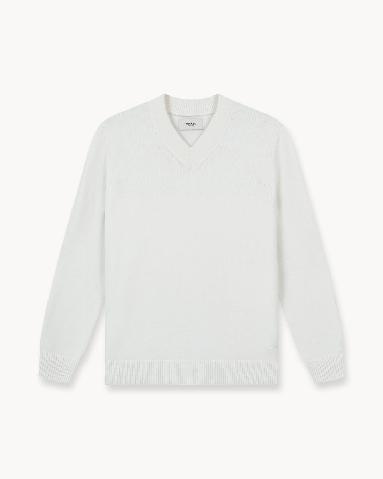 Wool Knit V-Neck (Off-white)