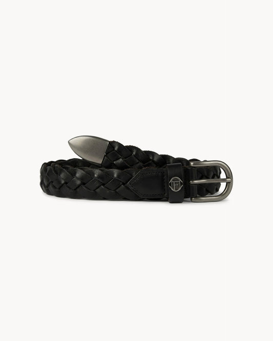 Woven Reversed Leather Belt (Black)